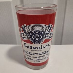 (5/$25) Vintage Budweiser Red and White Logo King Of Beers Glass Bud Light Beer
